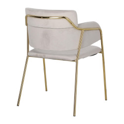 Krzesło Tapicerowane Harmony, Szare z Podłokietnikami, Złote Nogi Połysk, Glamour