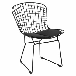 Krzesło Harry (Czarne, Ażurowe, Czarna Poduszka, Inspirowane Diamond Chair)