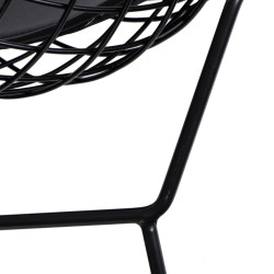 Krzesło HarryArm (Czarne, Ażurowe, Czarna Poduszka, Inspirowane Diamond Armchair)