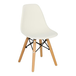 Krzesło Dziecięce P016 (Białe, Drewniane Nogi, Inspirowane DSR)