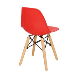 Krzesło Dziecięce P016 (Czerwone, Drewniane Nogi, Inspirowane DSR)