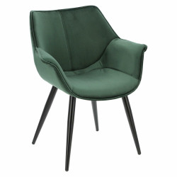 Krzesło Tapicerowane Lord (Velvet, Zielone, Czarne Metalowe Nogi)