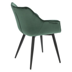 Krzesło Tapicerowane Lord - Velvet, Zielone, Czarne Metalowe Nogi