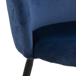 Krzesło Tapicerowane Louise, Granatowe, Pikowane, Czarne Metalowe Nogi