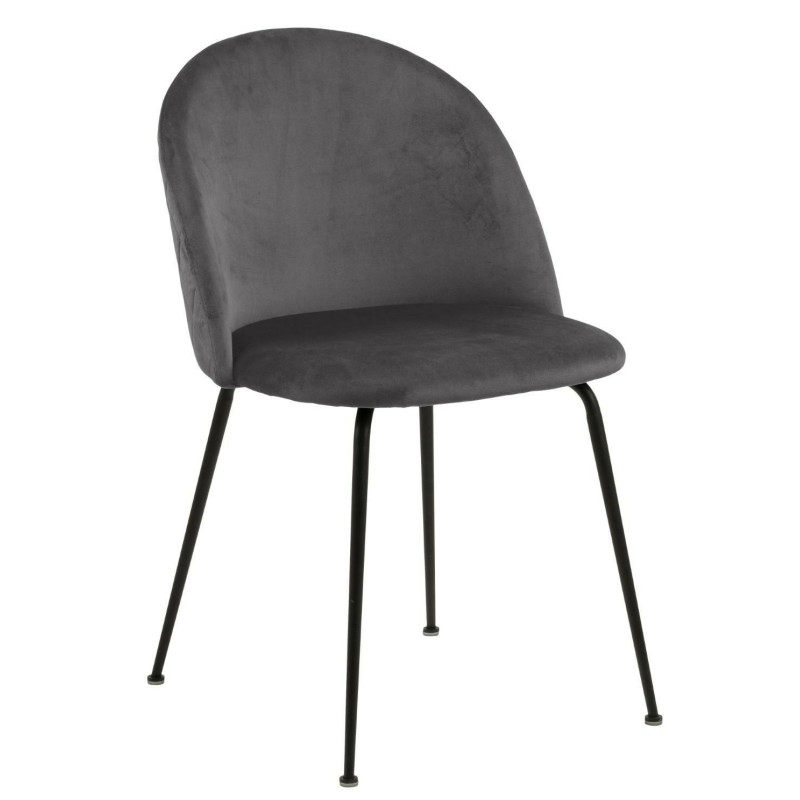 Krzesło Tapicerowane Louise, Szare, Pikowane, Czarne Metalowe Nogi