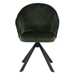 Krzesło Tapicerowane Mitzie, Zielone, Podłokietniki, Czarne Metalowe Nogi