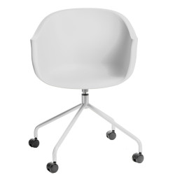 Krzesło Obrotowe Roundy, Białe, Biała Podstawa Na Kółkach, Loftowe