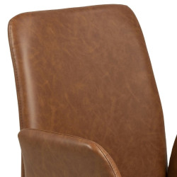 Krzesło Tapicerowane Naya Vintage, Brązowe, Skórzane, Podłokietniki, Czarne Nogi