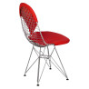 Krzesło Chromowane Net (Stalowe, Ażurowe, Czerwona Poduszka, Inspirowane Wire Chair)