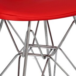Krzesło Chromowane Net (Stalowe, Ażurowe, Czerwona Poduszka, Inspirowane Wire Chair)