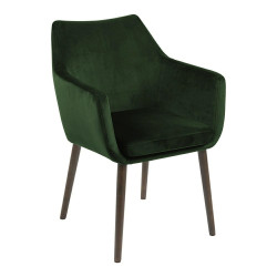 Krzesło Tapicerowane Nora VIC, Welurowe, Ciemne Zielone, Drewniane Dębowe Nogi