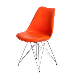 Krzesło Norden PP, Pomarańczowe, Miękkie Siedzisko, Chromowane Nogi, Inspirowane DSR