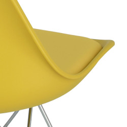 Krzesło Norden PP, Żółte, Miękkie Siedzisko, Drewniane Nogi, Inspirowane DSR