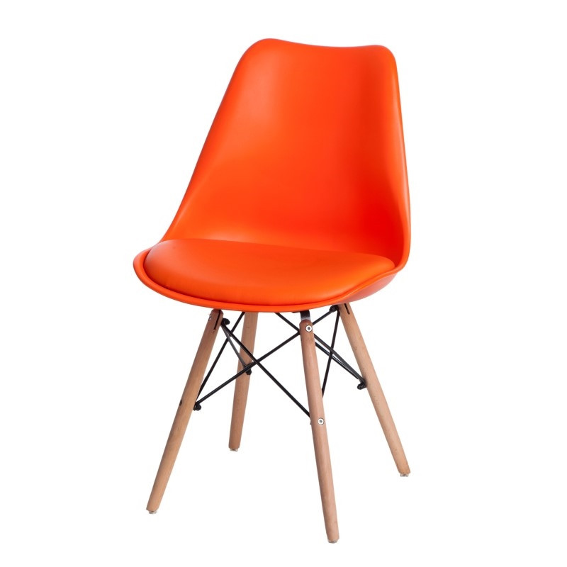Krzesło Norden PP, Pomarańczowe, Miękkie Siedzisko, Drewniane Nogi, Inspirowane DSW