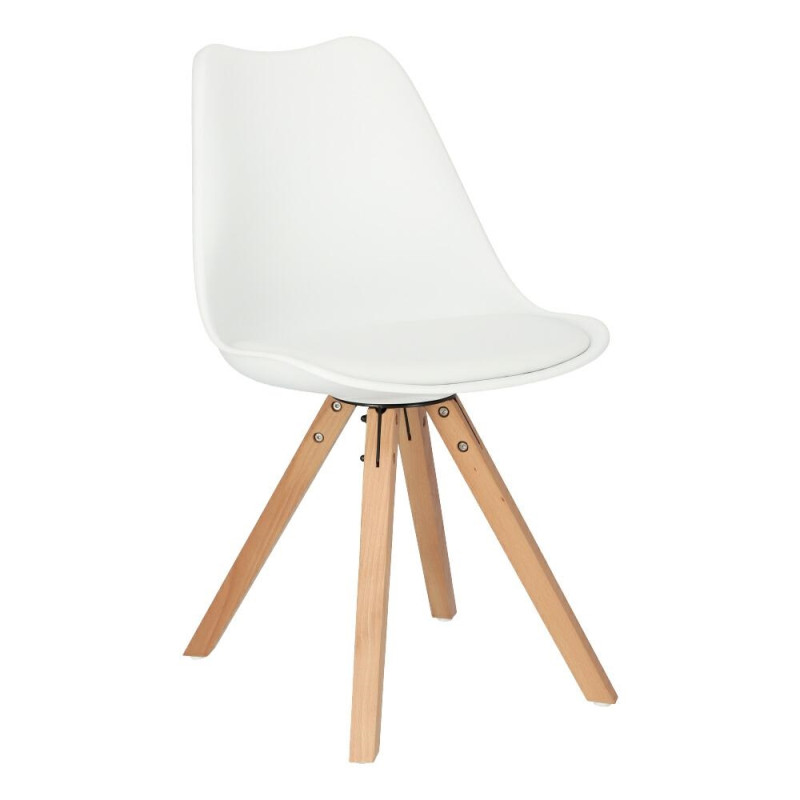 Krzesło Norden Star Square PP, Białe, Miękkie Siedzisko, Drewniane Nogi