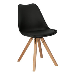 Krzesło Norden Star Square PP, Czarne, Miękkie Siedzisko, Drewniane Nogi