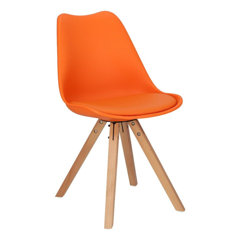 Krzesło Norden Star Square PP, Pomarańczowe, Miękkie Siedzisko, Drewniane Nogi