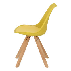 Krzesło Norden Star Square PP, Żółte, Miękkie Siedzisko, Drewniane Nogi