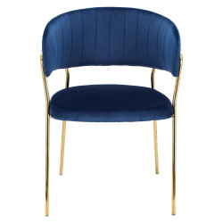 Krzesło Tapicerowane Opera, Niebieskie, Złote Nogi, Glamour