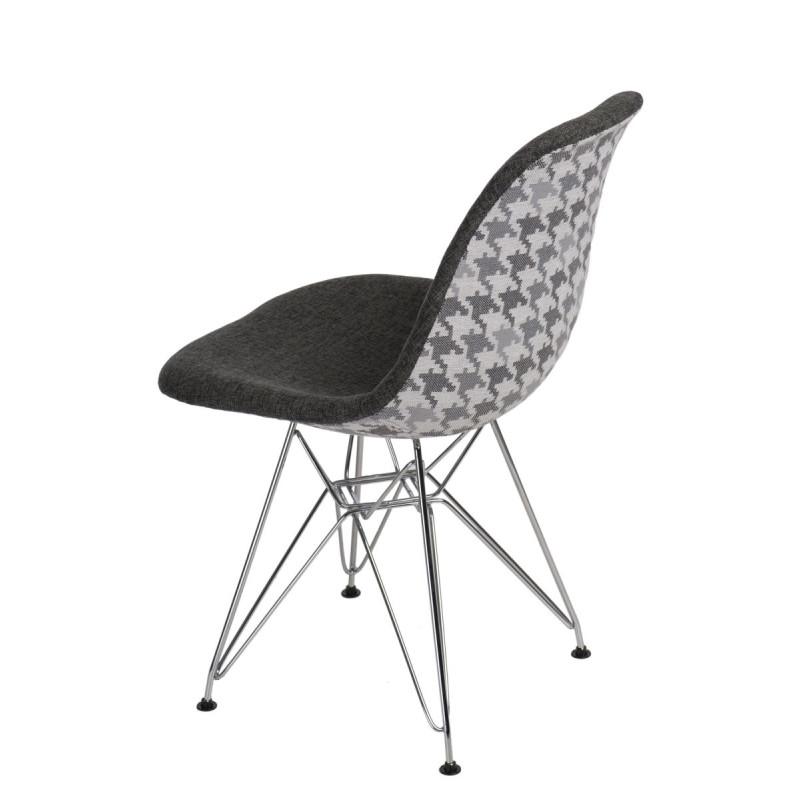 Krzesło P016 PP (Ciemno Szare - Pepitka, Chromowane Nogi, Inspirowane DSR)