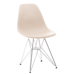 Krzesło P016 PP (Beżowe, Chromowane Nogi, Inspirowane DSR)