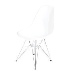 Krzesło P016 PP (Białe, Chromowane Nogi, Inspirowane DSR)