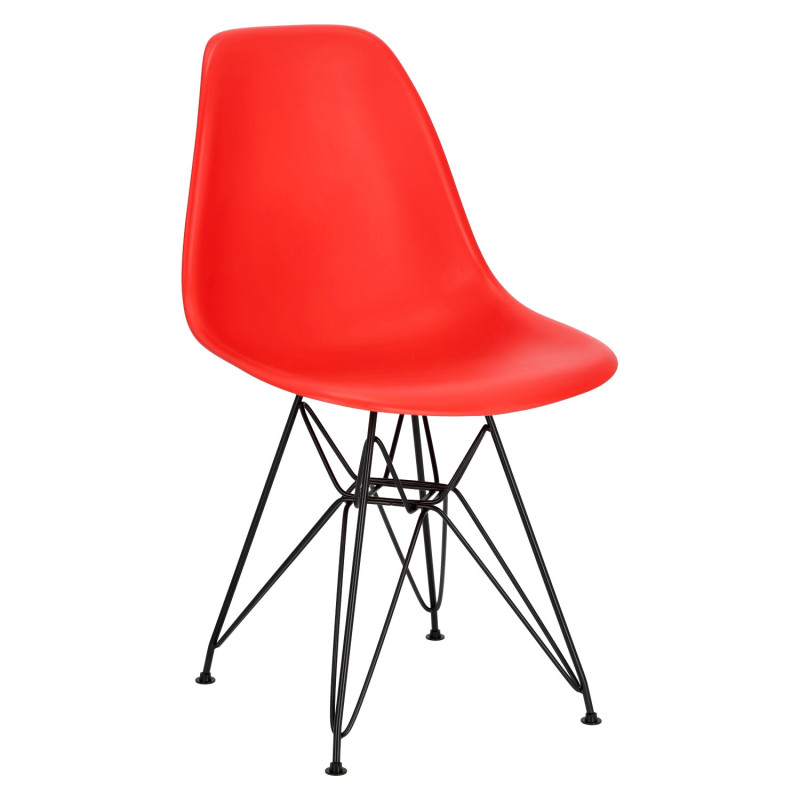 Krzesło P016 PP (Czerwone, Czarne Metalowe Nogi, Inspirowane DSR)