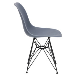 Krzesło P016 PP (Ciemne Szare, Czarne Metalowe Nogi, Inspirowane DSR)