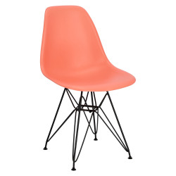 Krzesło P016 PP (Brzoskwiniowe, Czarne Metalowe Nogi, Inspirowane DSR)