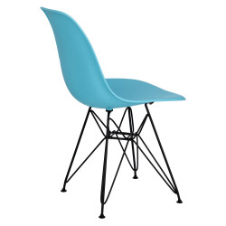 Krzesło P016 PP (Błękitne, Czarne Metalowe Nogi, Inspirowane DSR)