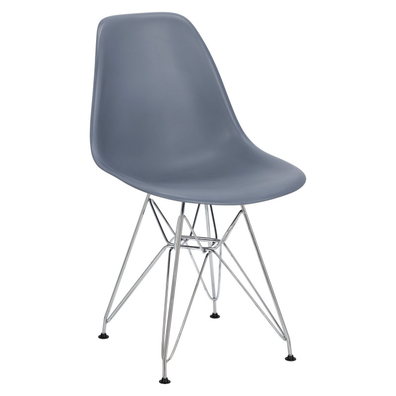 Krzesło P016 PP (Ciemno Szare, Chromowane Nogi, Inspirowane DSR)