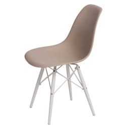 Krzesło P016W PP (Beżowe, Białe Nogi, Inspirowane DSW)