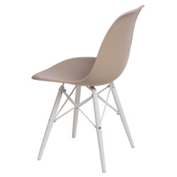 Krzesło P016W PP (Beżowe, Białe Nogi, Inspirowane DSW)