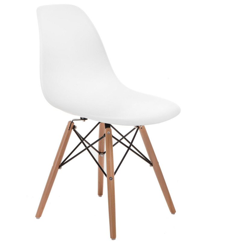Krzesło P016W PP (Białe, Drewniane Nogi, Inspirowane DSW)