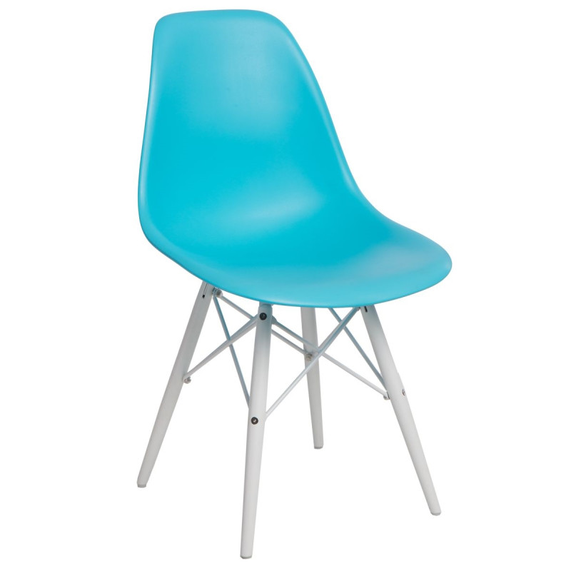 Krzesło P016W PP (Błękitne, Białe Nogi, Inspirowane DSW)