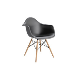 Krzesło P018W, Czarne, Drewniane Nogi, Inspirowane DAW
