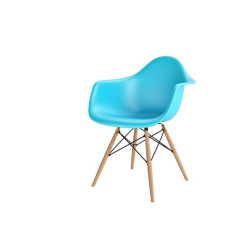 Krzesło P018W, Błękitne, Drewniane Nogi, Inspirowane DAW