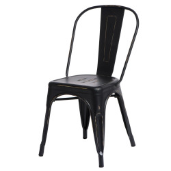Krzesło Metalowe Paris, Czarne, Postarzane, Inspirowane Tolix
