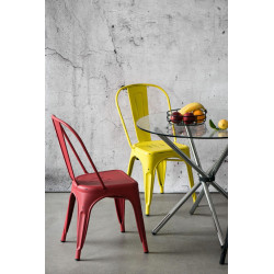 Krzesło Metalowe Paris, Żółte, Postarzane, Inspirowane Tolix