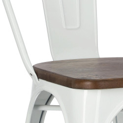 Krzesło Metalowe Paris Wood, Szare, Orzechowe Siedzisko, Inspirowane Tolix