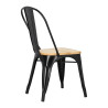Krzesło Metalowe Paris Wood, Czarne, Drewniane Siedzisko, Inspirowane Tolix