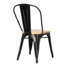 Krzesło Metalowe Paris Wood, Czarne, Drewniane Siedzisko, Inspirowane Tolix
