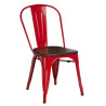 Krzesło Metalowe Paris Wood, Czerwone, Orzechowe Siedzisko, Inspirowane Tolix