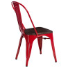 Krzesło Metalowe Paris Wood, Czerwone, Orzechowe Siedzisko, Inspirowane Tolix