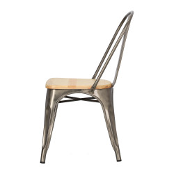 Krzesło Metalowe Paris Wood, Drewniane Siedzisko, Inspirowane Tolix