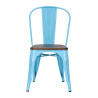 Krzesło Metalowe Paris Wood, Niebieskie, Orzechowe Siedzisko, Inspirowane Tolix