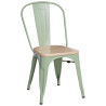 Krzesło Metalowe Paris Wood, Zielone, Drewniane Siedzisko, Inspirowane Tolix