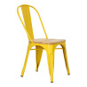 Krzesło Metalowe Paris Wood, Żółte, Drewniane Siedzisko, Inspirowane Tolix