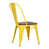 Krzesło Metalowe Paris Wood, Żółte, Orzechowe Siedzisko, Inspirowane Tolix