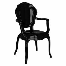 Krzesło Czarne Queen, Połysk, Glamour, Podłokietniki